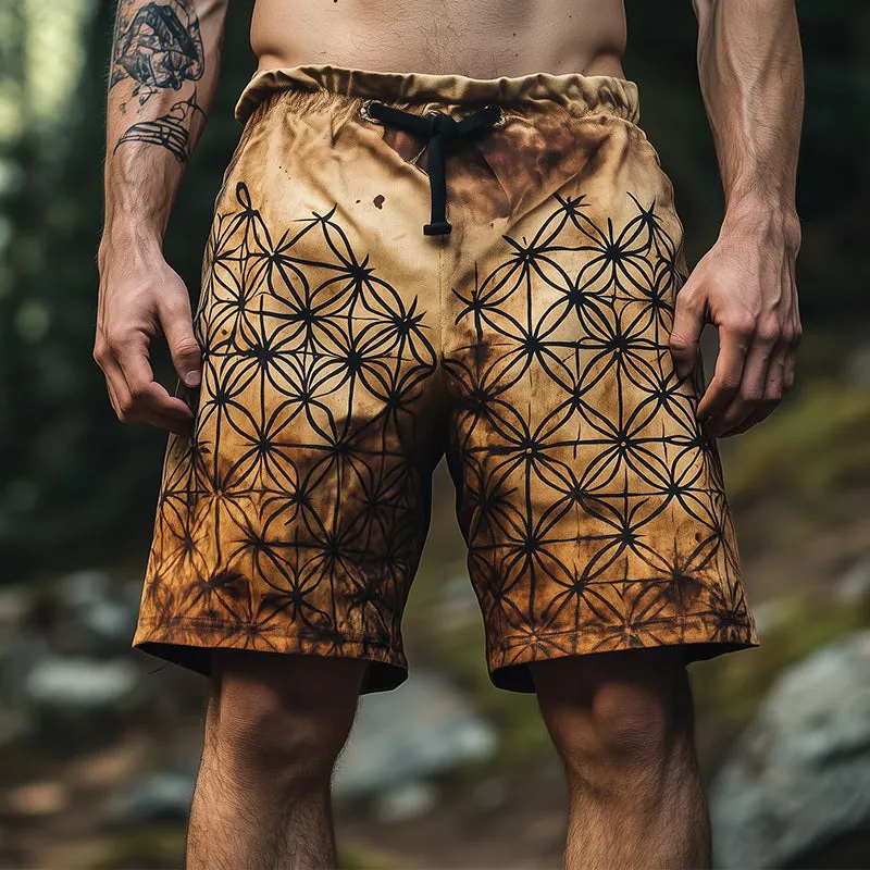 Men's Vintage Casual Flower of Life Print Drawstring Shorts MTA2747C7TO sold by Manly product image thumbnail 2