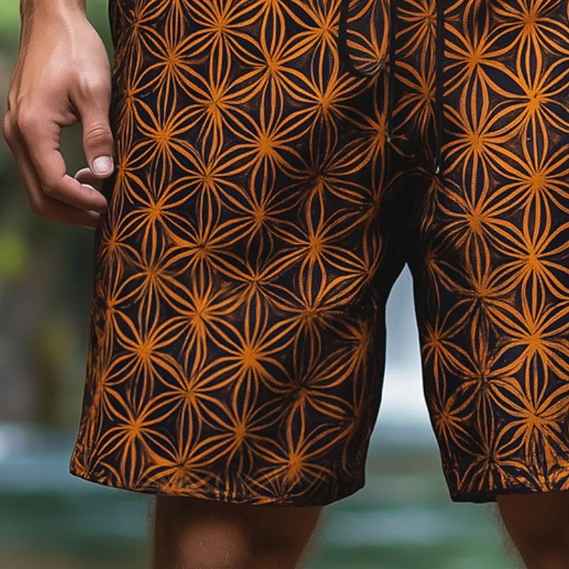 Men's Vintage Casual Flower of Life Print Drawstring Shorts MTA2725C6TO sold by Manly product image thumbnail 3