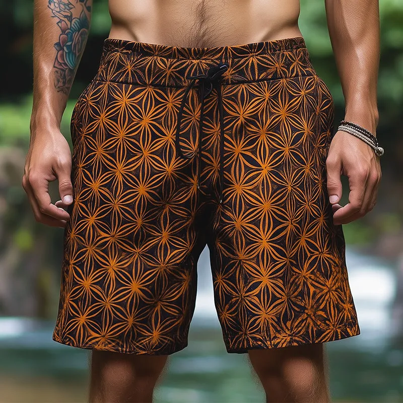 Men's Vintage Casual Flower of Life Print Drawstring Shorts MTA2725C6TO sold by Manly product image thumbnail 2