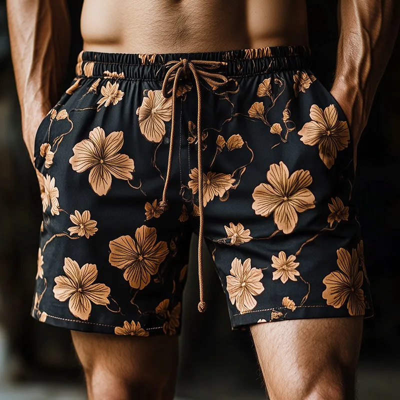 Men's Vintage Casual Floral Print Drawstring Shorts MTA2742C1TO sold by Manly product image thumbnail 2