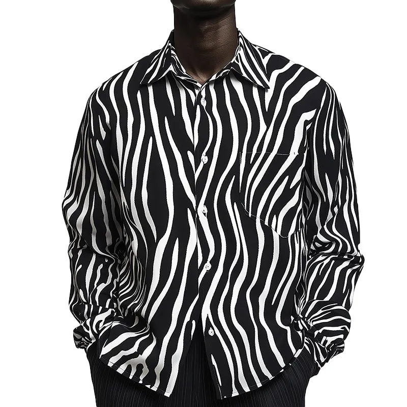 Men's Zebra Print Cotton And Linen Long-Sleeved Shirt MTA2766C3P sold by Manly