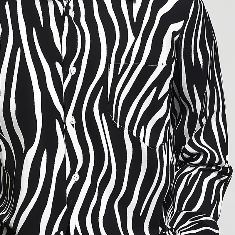 Men's Zebra Print Cotton And Linen Long-Sleeved Shirt MTA2766C3P sold by Manly product image thumbnail 3