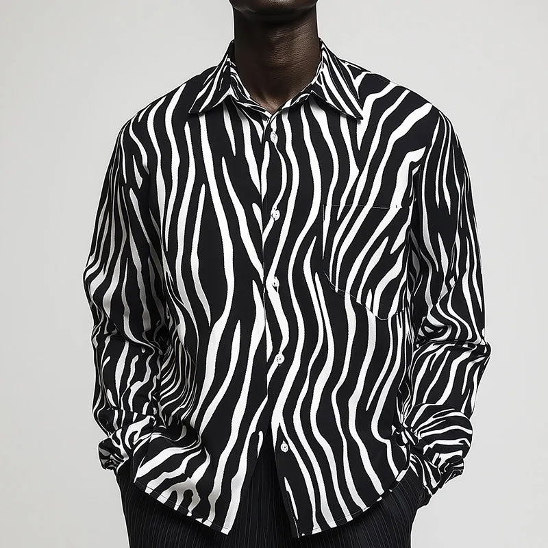 Men's Zebra Print Cotton And Linen Long-Sleeved Shirt MTA2766C3P sold by Manly product image thumbnail 2