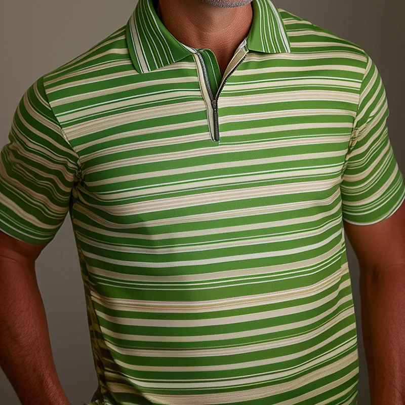 Men's Spring Fashion Retro Striped Print Short Sleeve POLO Shirt MTA2721C5P sold by Manly product image thumbnail 3