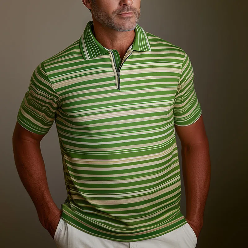 Men's Spring Fashion Retro Striped Print Short Sleeve POLO Shirt MTA2721C5P sold by Manly product image thumbnail 2