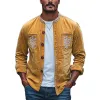 Men's Spring Fashion Retro Embroidered Suede Long Sleeve Shirt MTA2877C2K sold by Manly