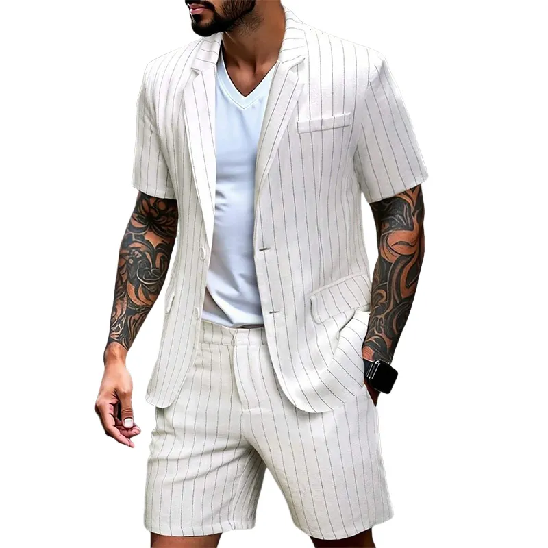 Men's Cotton And Linen Striped Thin Casual Blazer MTA2843C6X sold by Manly product image thumbnail 3