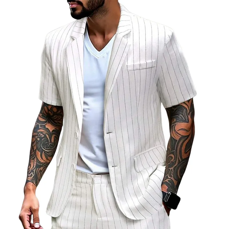 Men's Cotton And Linen Striped Thin Casual Blazer MTA2843C6X sold by Manly