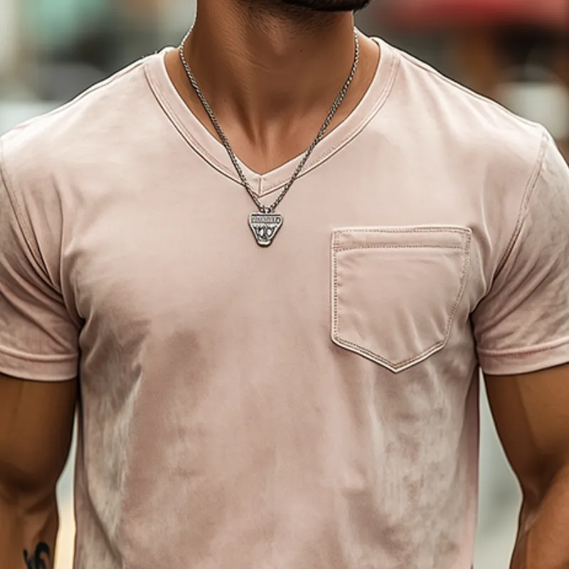 Men's Spring and Summer Fashion Casual Suede Slim Short Sleeve T-shirt MTA2852C3K sold by Manly product image thumbnail 3