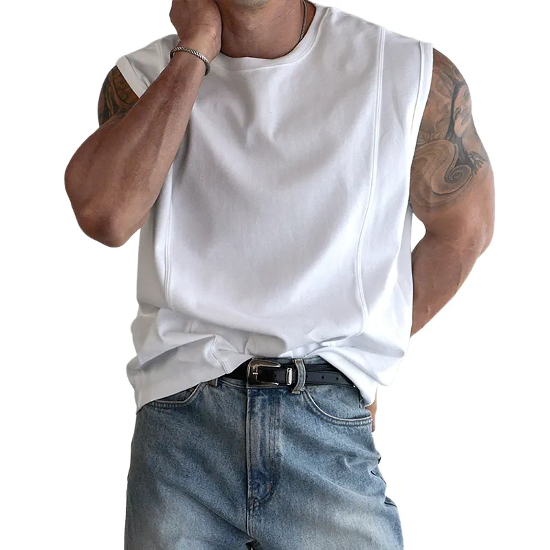 Men's Solid Round Neck Sleeveless Tank Top MTA2739C6Z sold by Manly