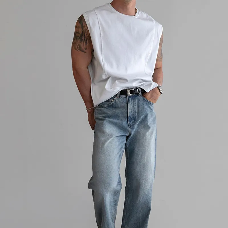 Men's Solid Round Neck Sleeveless Tank Top MTA2739C6Z sold by Manly product image thumbnail 3