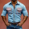 Men's Vintage Western Cowboy Distressed Embroidered Shirt MTA2748C5U sold by Manly