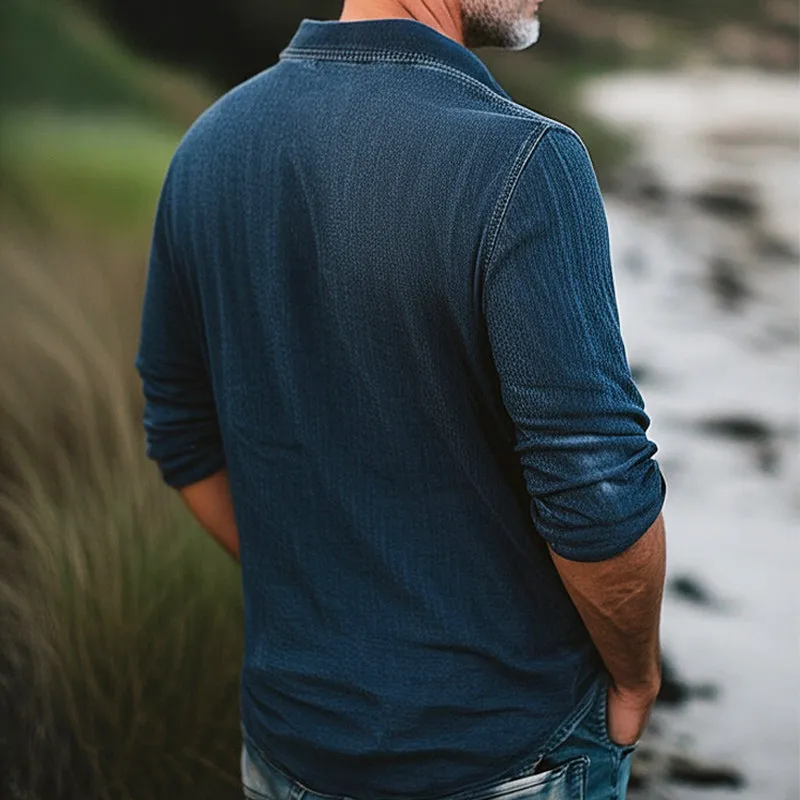 Men's Comfortable Distressed Denim Polo Neck T-Shirt MTA2786C5U sold by Manly product image thumbnail 5