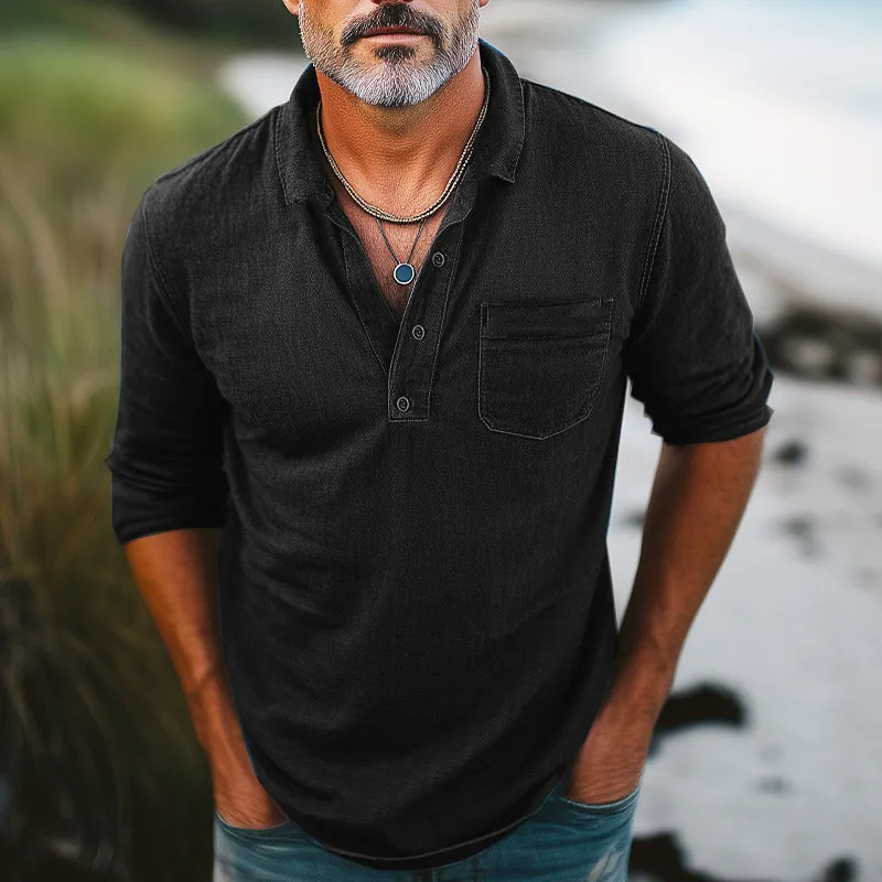 Men's Comfortable Distressed Denim Polo Neck T-Shirt MTA2786C5U sold by Manly product image thumbnail 3