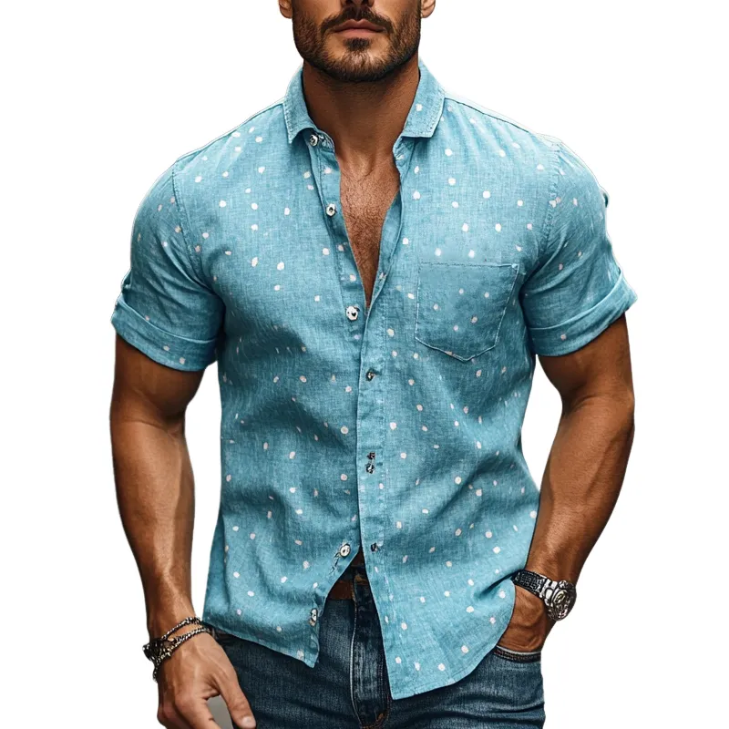 Men's Polka Dot Print Short Sleeve Shirt MTA2707C0X sold by Manly