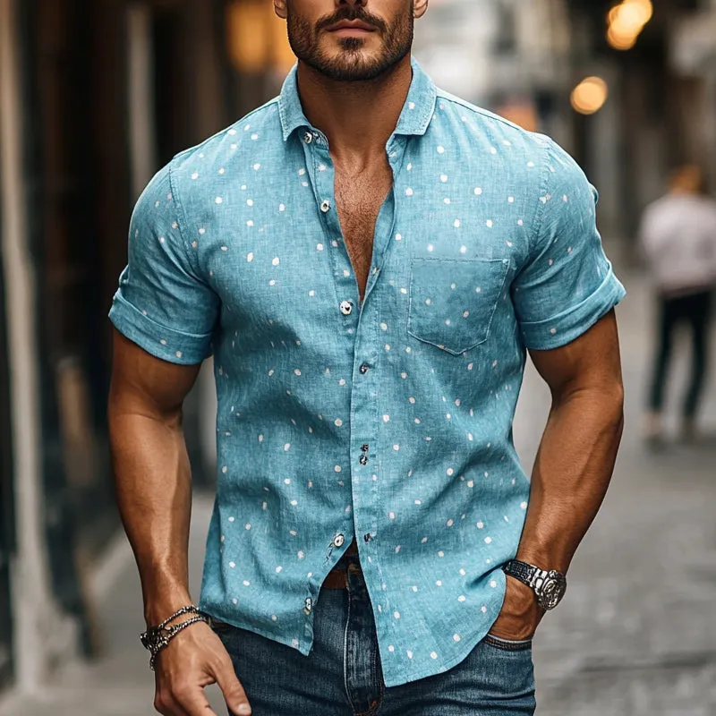 Men's Polka Dot Print Short Sleeve Shirt MTA2707C0X sold by Manly product image thumbnail 2
