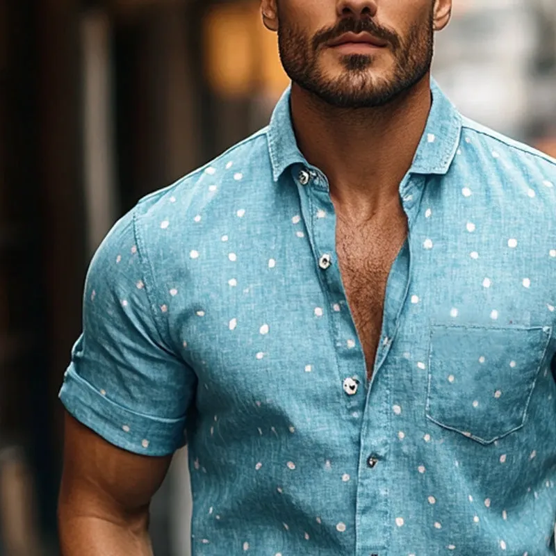 Men's Polka Dot Print Short Sleeve Shirt MTA2707C0X sold by Manly product image thumbnail 3