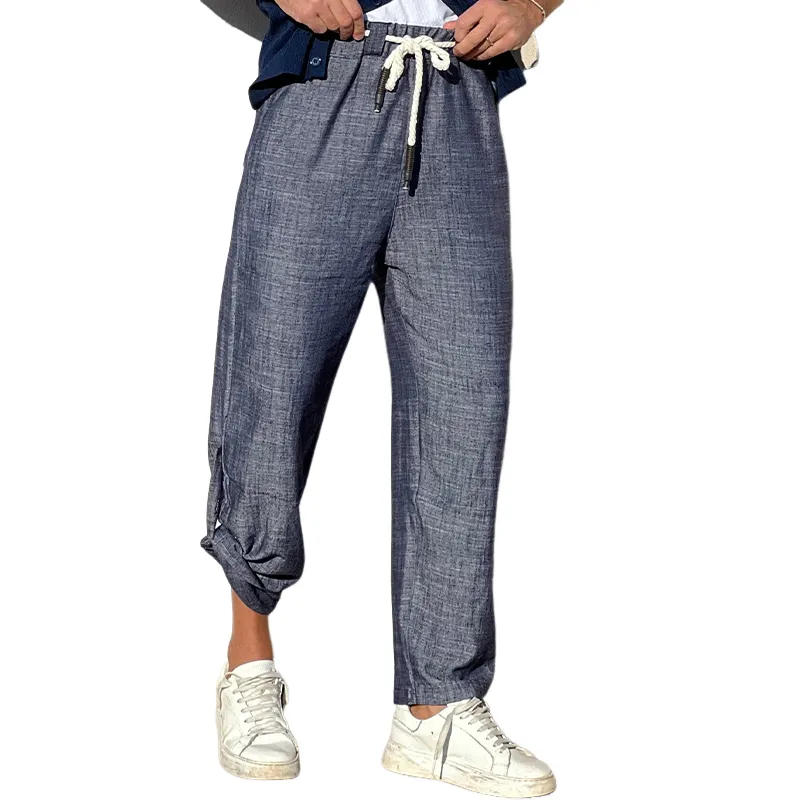 Men's Casual Cotton and Linen Elastic Waist Casual Pants MTA2774C1X sold by Manly