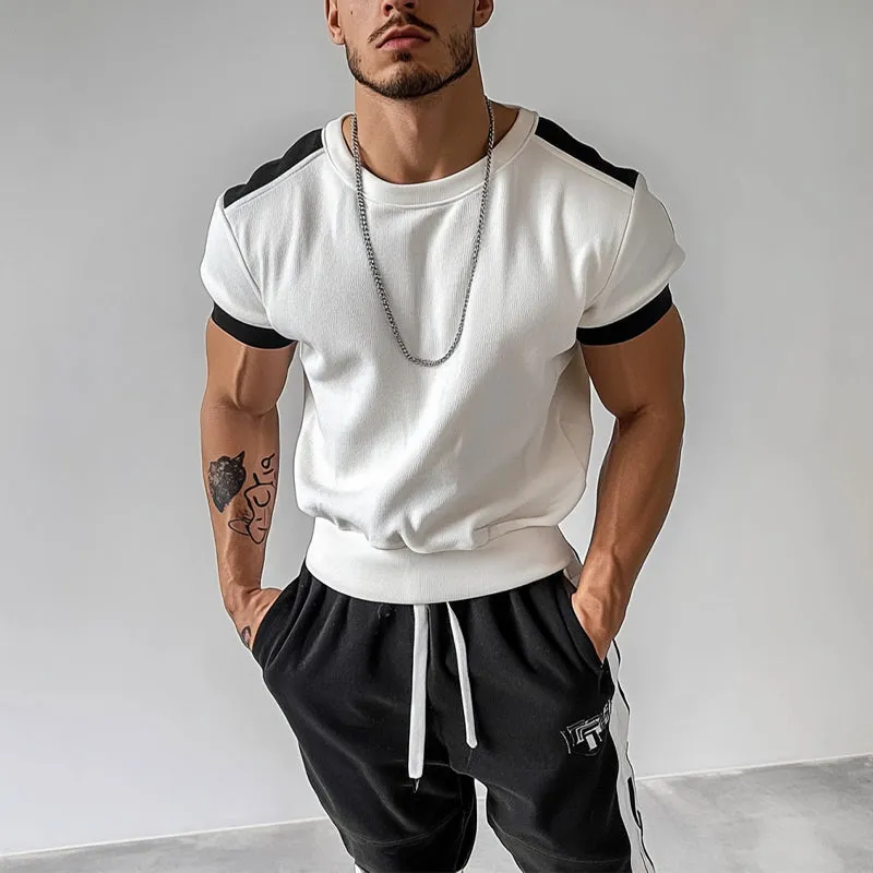 Men's Sports Contrast Color Short Sleeve Crew Neck T-Shirt MTA2738C2X sold by Manly product image thumbnail 3