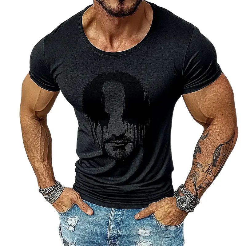 Men's Casual Printed Round Neck Short Sleeve T-Shirt MTA2798C8X sold by Manly