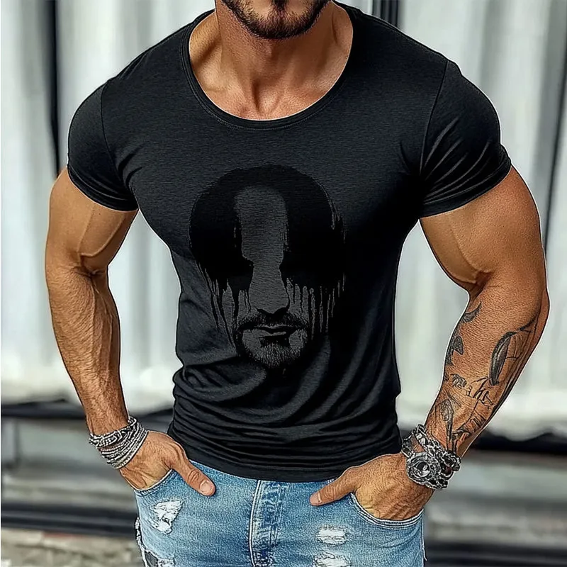 Men's Casual Printed Round Neck Short Sleeve T-Shirt MTA2798C8X sold by Manly product image thumbnail 2