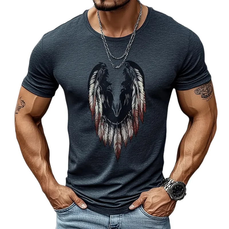 Men's Casual Printed Round Neck Short Sleeve T-Shirt MTA2735C8X sold by Manly