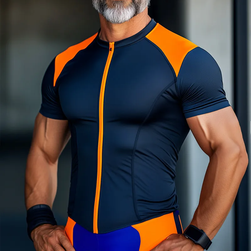 Men's Retro Casual Quick Dry Zipper Collarless Short Sports Short Sleeve T-shirt MTA2754C9TO sold by Manly product image thumbnail 2