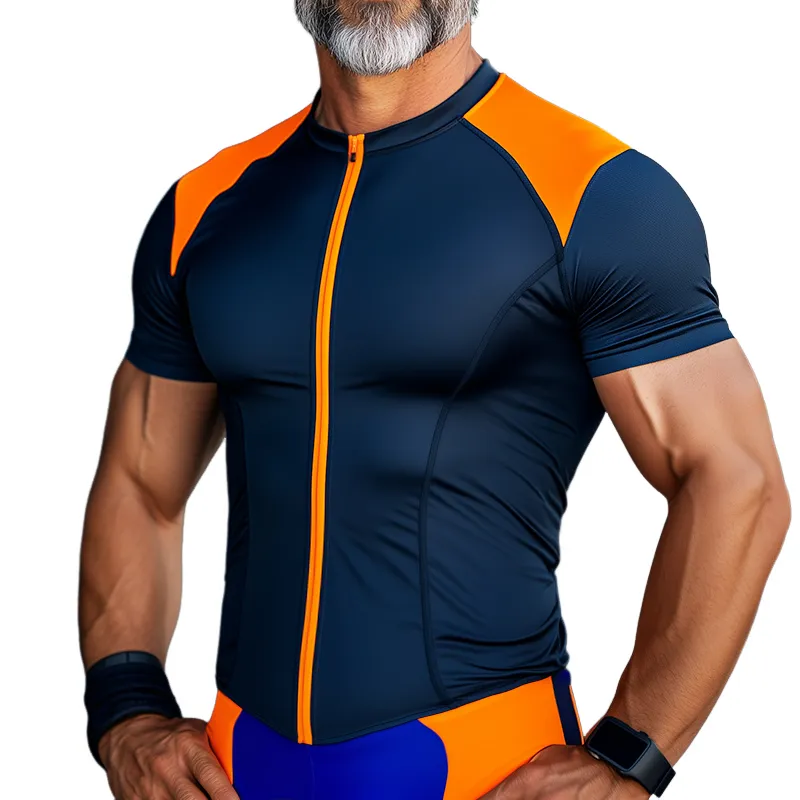 Men's Retro Casual Quick Dry Zipper Collarless Short Sports Short Sleeve T-shirt MTA2754C9TO sold by Manly