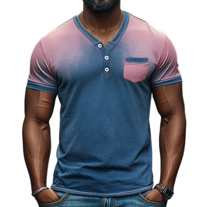 Men's Spring Fashion Casual Slim Gradient Printed Short Sleeve Shirt MTA1465C4K sold by Manly