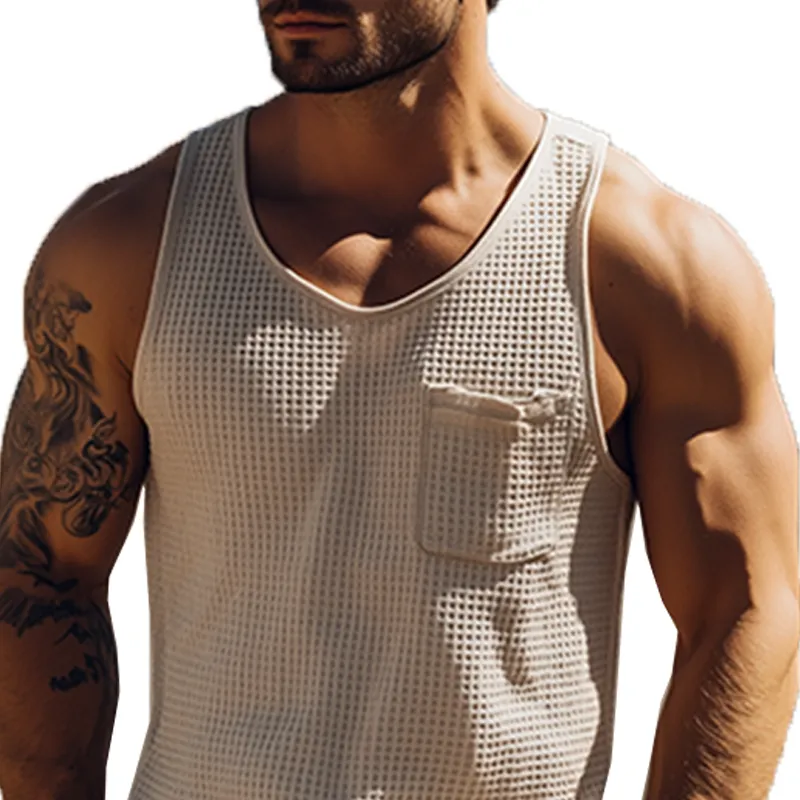 Men's Spring and Summer Fashion Casual Waffle Slim Tank Top MTA1742C3K sold by Manly product image thumbnail 4