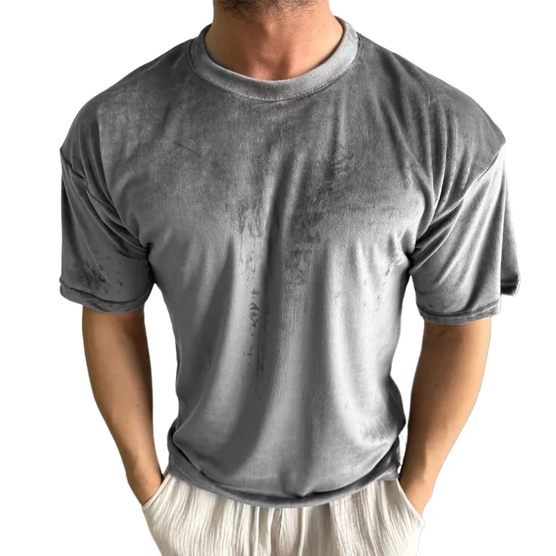 Men's Solid Loose Round Neck Short Sleeve T-shirt MTA2532C3Z sold by Manly