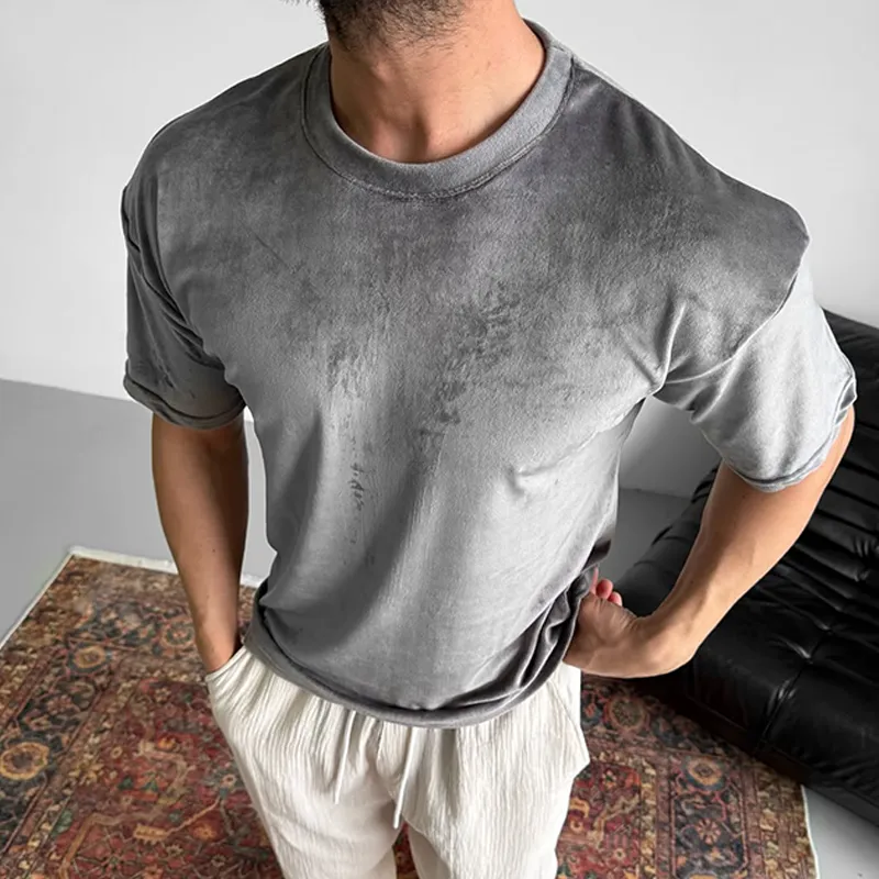 Men's Solid Loose Round Neck Short Sleeve T-shirt MTA2532C3Z sold by Manly product image thumbnail 3