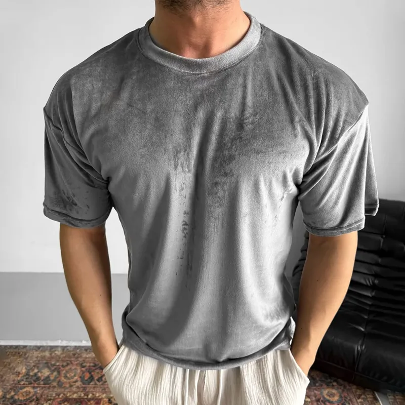 Men's Solid Loose Round Neck Short Sleeve T-shirt MTA2532C3Z sold by Manly product image thumbnail 2