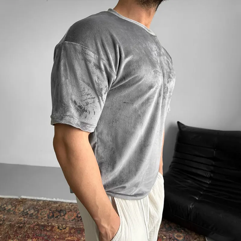 Men's Solid Loose Round Neck Short Sleeve T-shirt MTA2532C3Z sold by Manly product image thumbnail 4