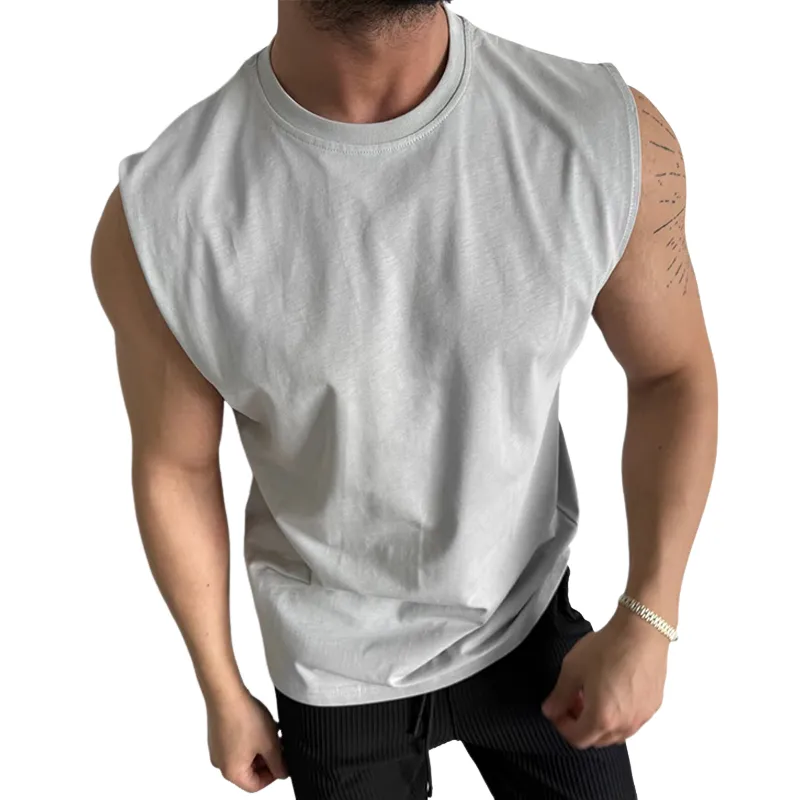 Men's Solid Loose Round Neck Sleeveless T-shirt MTA2525C8Z sold by Manly