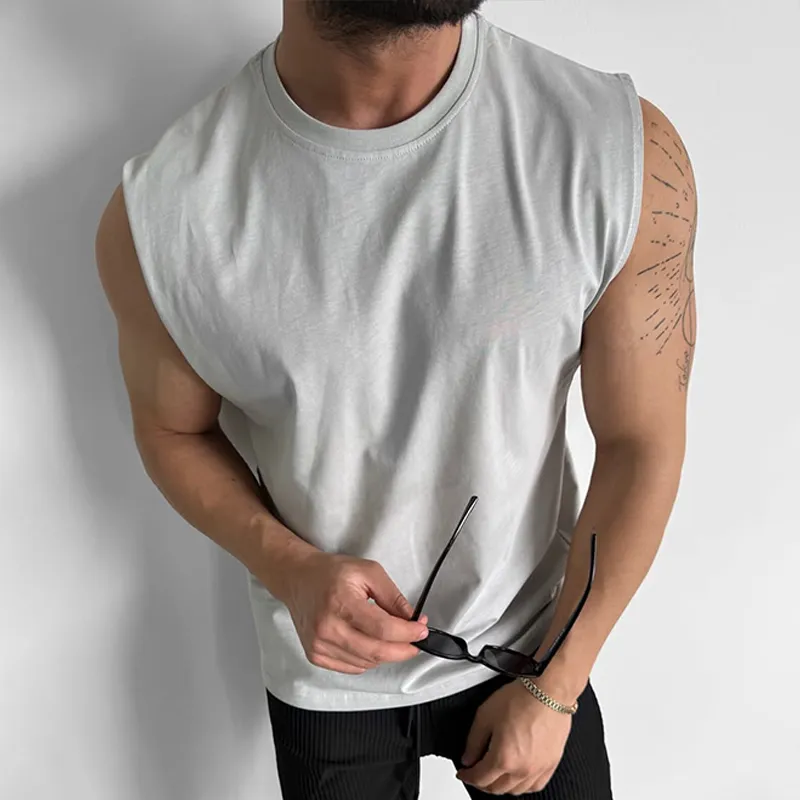 Men's Solid Loose Round Neck Sleeveless T-shirt MTA2525C8Z sold by Manly product image thumbnail 3