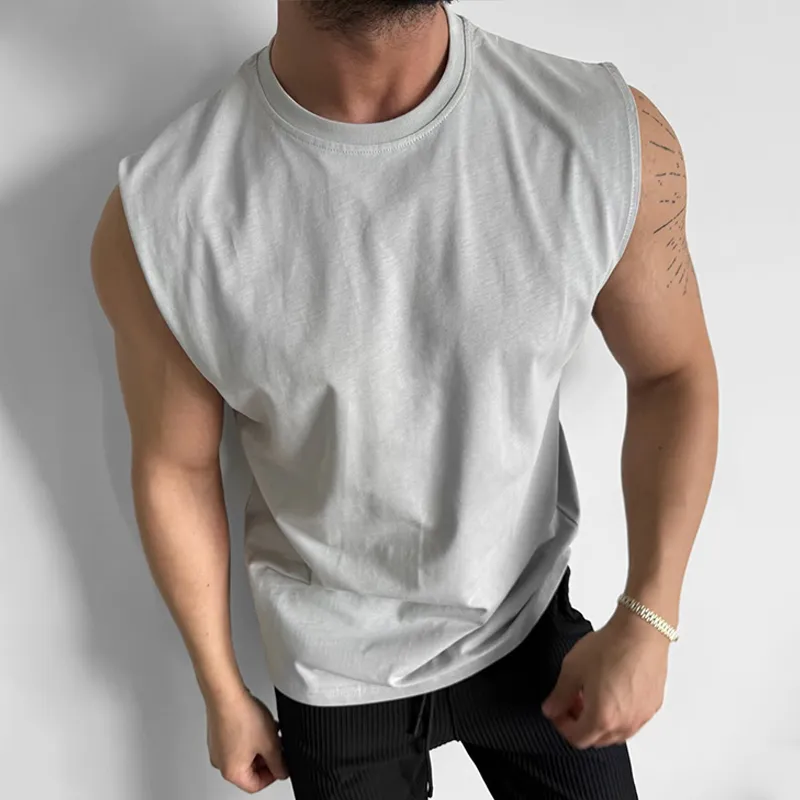 Men's Solid Loose Round Neck Sleeveless T-shirt MTA2525C8Z sold by Manly product image thumbnail 2