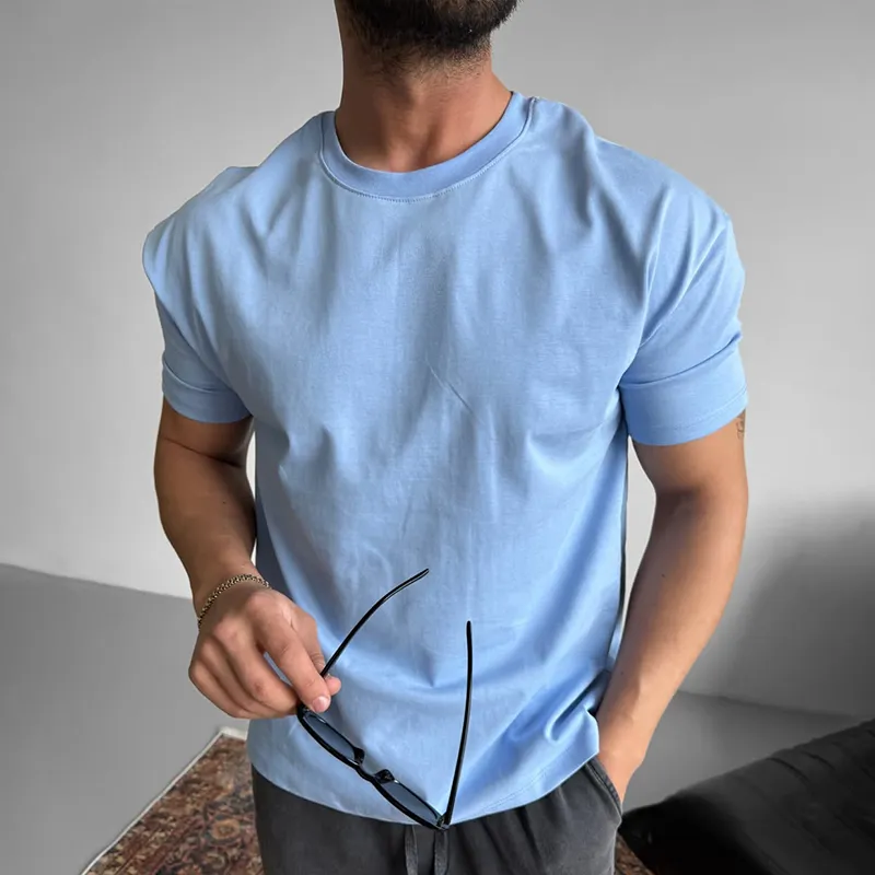 Men's Solid Loose Round Neck Short Sleeve T-shirt MTA2788C5Z sold by Manly product image thumbnail 3