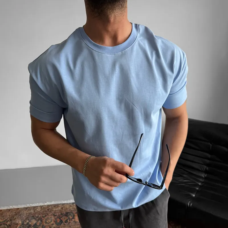 Men's Solid Loose Round Neck Short Sleeve T-shirt MTA2788C5Z sold by Manly product image thumbnail 2