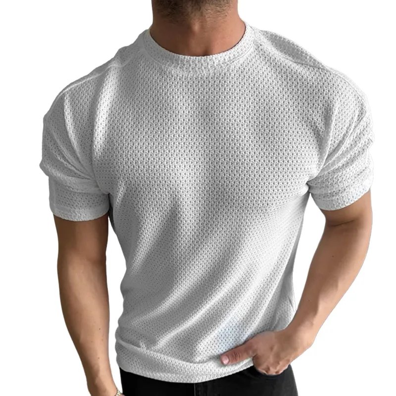 Men's Solid Textured Round Neck Short Sleeve T-shirt MTA2763C3Z sold by Manly