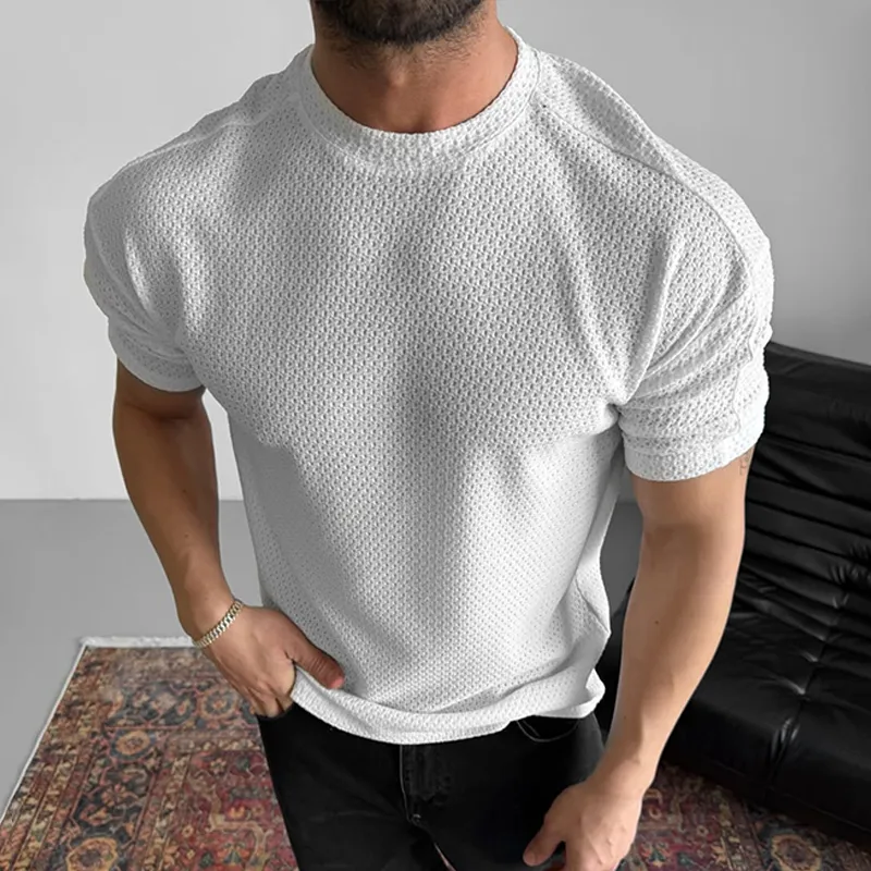 Men's Solid Textured Round Neck Short Sleeve T-shirt MTA2763C3Z sold by Manly product image thumbnail 3
