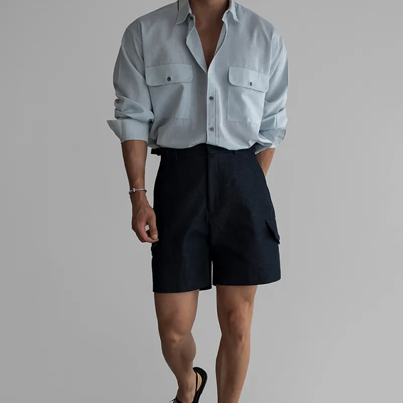 Men's Solid Lapel Chest Pocket Long Sleeve Shirt MTA2728C4Z sold by Manly product image thumbnail 3