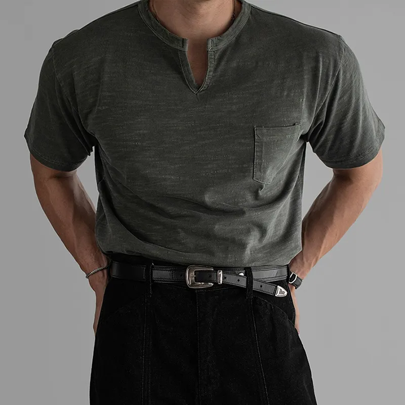 Men's Solid V Neck Chest Pocket Short Sleeve T-shirt MTA2781C1Z sold by Manly product image thumbnail 3
