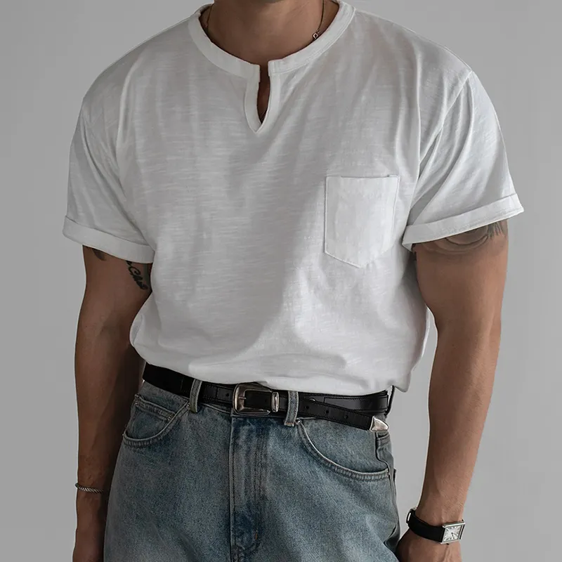 Men's Solid V Neck Chest Pocket Short Sleeve T-shirt MTA2781C1Z sold by Manly product image thumbnail 2