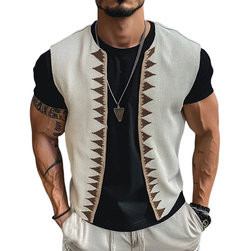 Men's Vintage Embroidered V-Neck Vest MTA2777C3X sold by Manly
