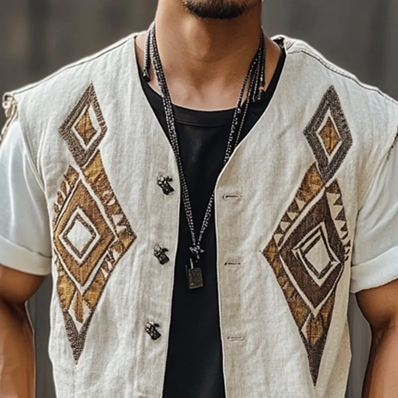 Men's Vintage Embroidered Single Breasted Tassel Vest MTA2779C6X sold by Manly product image thumbnail 3