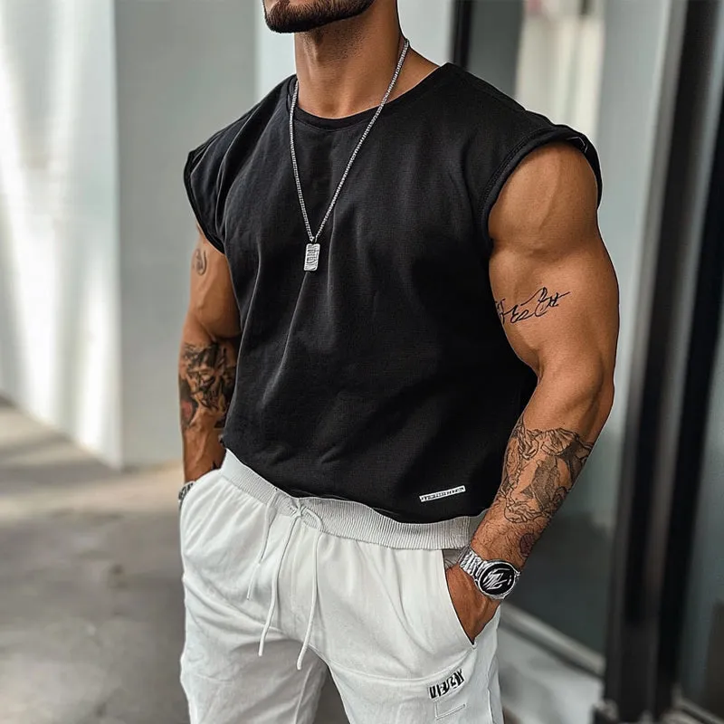 Men's Solid Color Outdoor Round Neck Sports Tank Top MTA2758C3X sold by Manly product image thumbnail 3