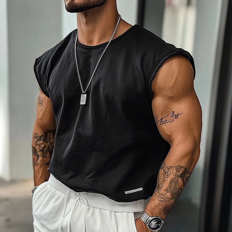 Men's Solid Color Outdoor Round Neck Sports Tank Top MTA2758C3X sold by Manly product image thumbnail 2