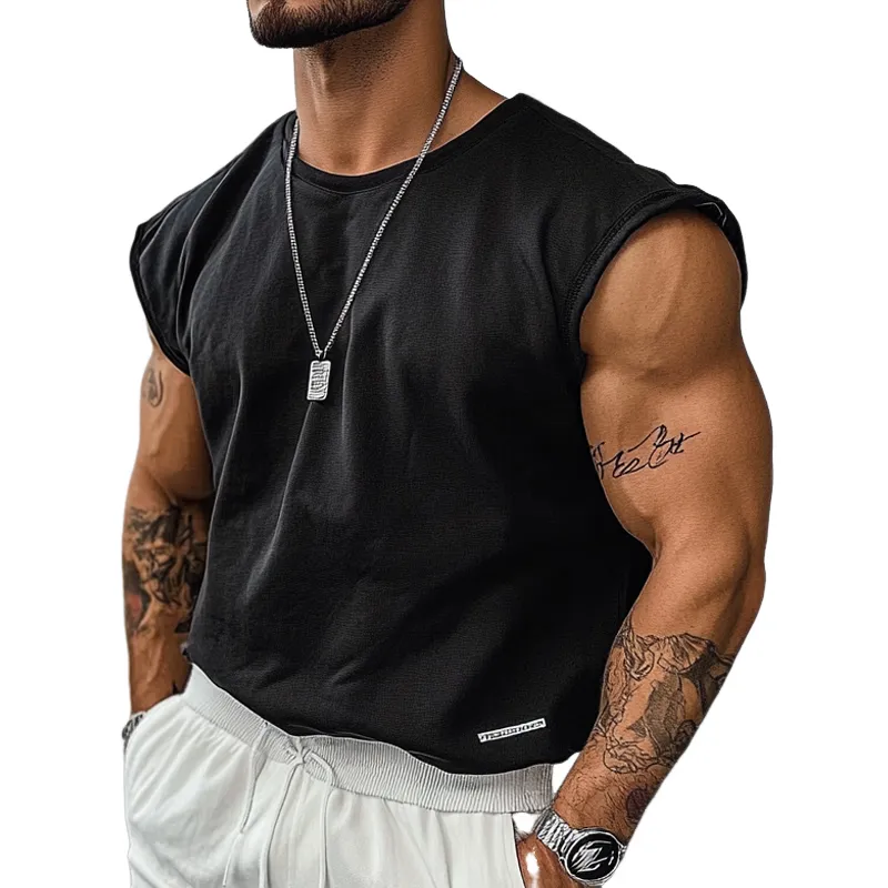 Men's Solid Color Outdoor Round Neck Sports Tank Top MTA2758C3X sold by Manly