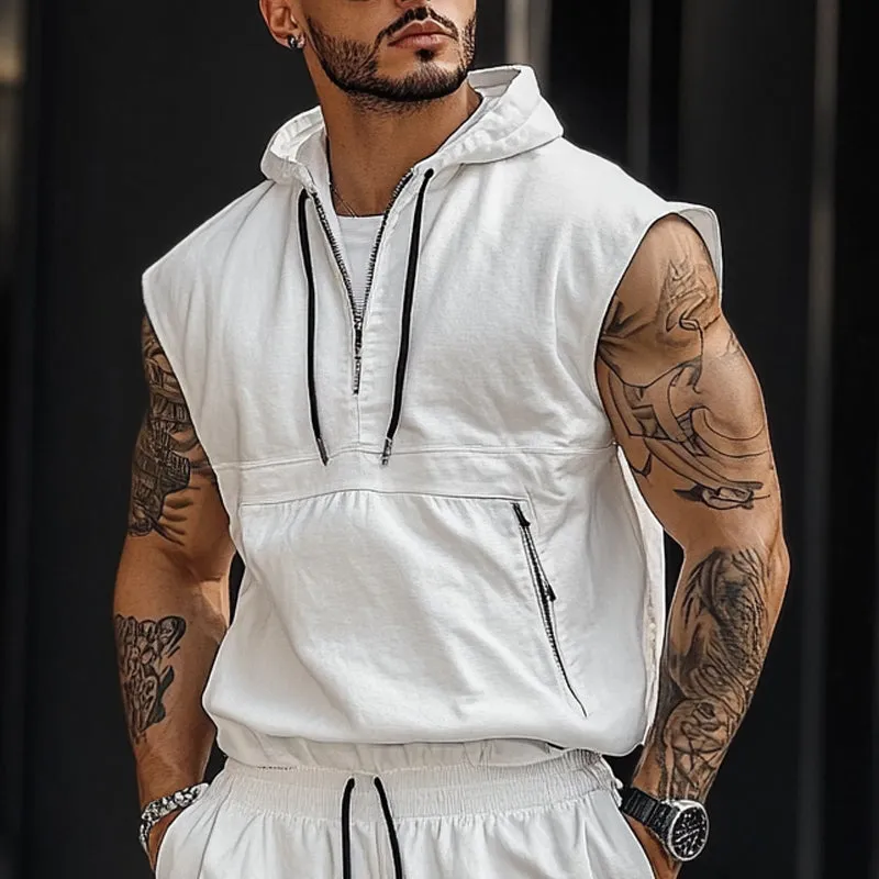 Men's Solid Color Pullover Sleeveless Athletic Hoodie MTA2730C5X sold by Manly product image thumbnail 2
